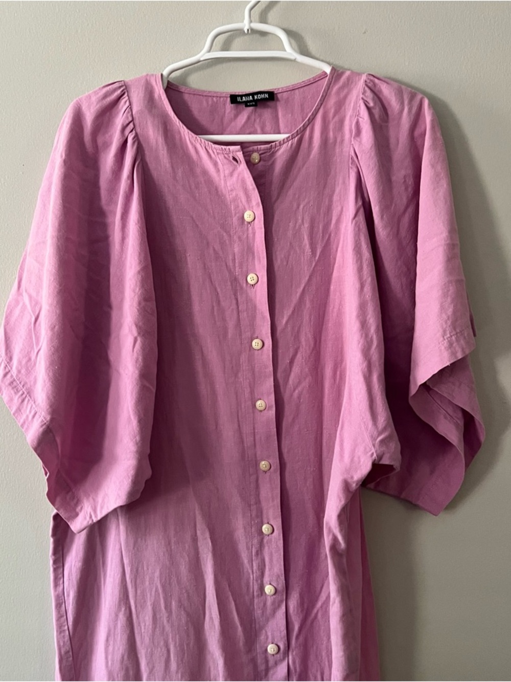 Ilana Kohn Women’s Cotton Pink Button Front Midi Dress Size XXS - Picture 3 of 9